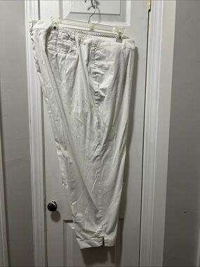 Talbots White Elastic-Waist Cropped Pants